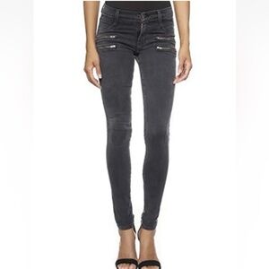 Madewell Skinny Skinny Black Acid Rinse Biker Double Zipper Jeans Women's Sz 27